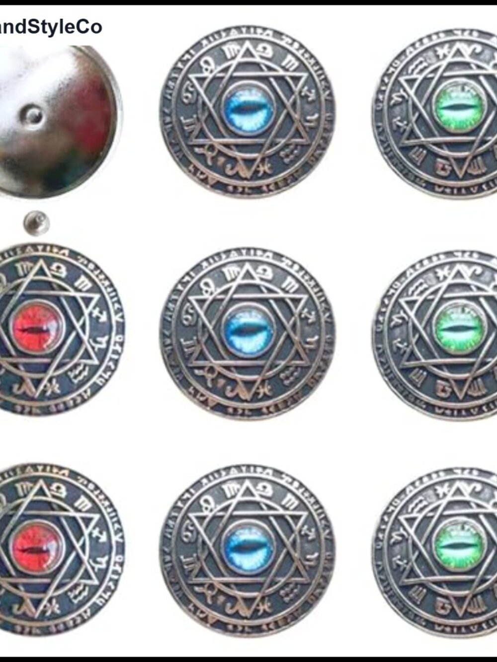 9 Pc Round Silver Button Charm Snap DIY Leather Clothing Hat Decoration